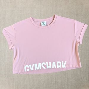 Gymshark Fraction Cropped Tee Cuffed Sleeves Baby Pink M Gym Workout